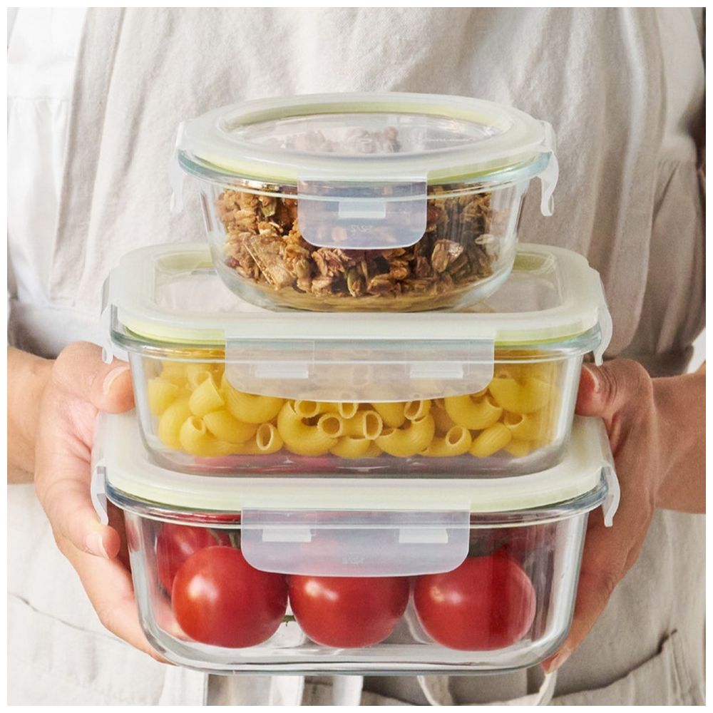 مجموعة حاويات زجاجية دائرية شفافة من لوك أن لوك - آمنة للاستخدام في الفرن - 10 قطع