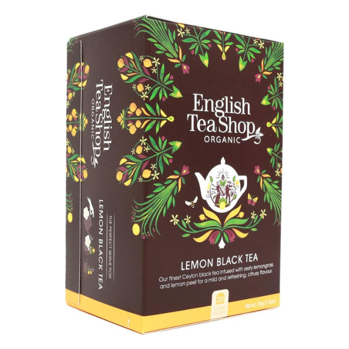 English Tea Shop - Organic Lemon Black Tea Infused With Lemon Grass & Lemon Peel 20 Teabags 35g