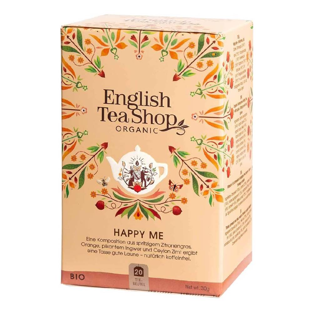 English Tea Shop - Organic Happy Me Tea With Orange, Spicy Ginger & Cinnamon 30g - Pack of 20