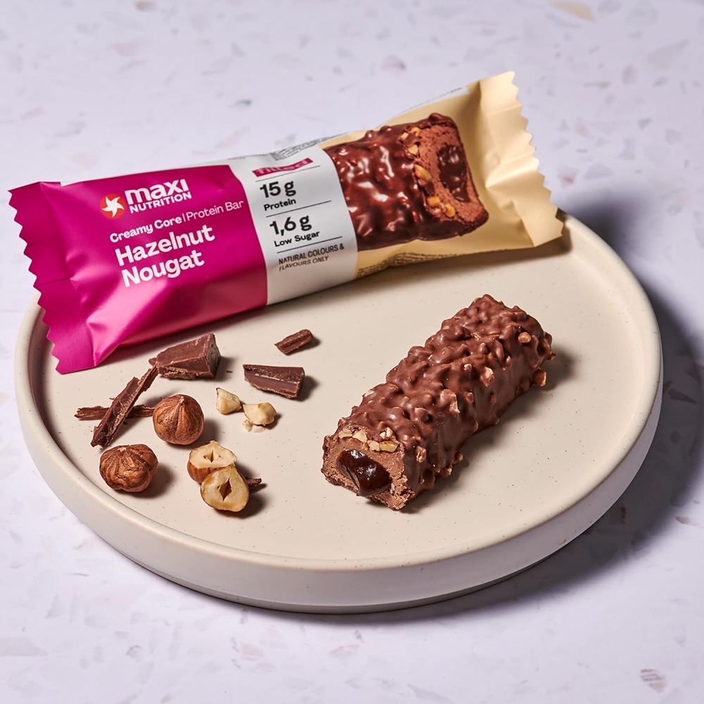 Maxi Nutrition - Hazelnut & Nougat Creamy Core Protein Bar - Pack of 12 - 45 gm