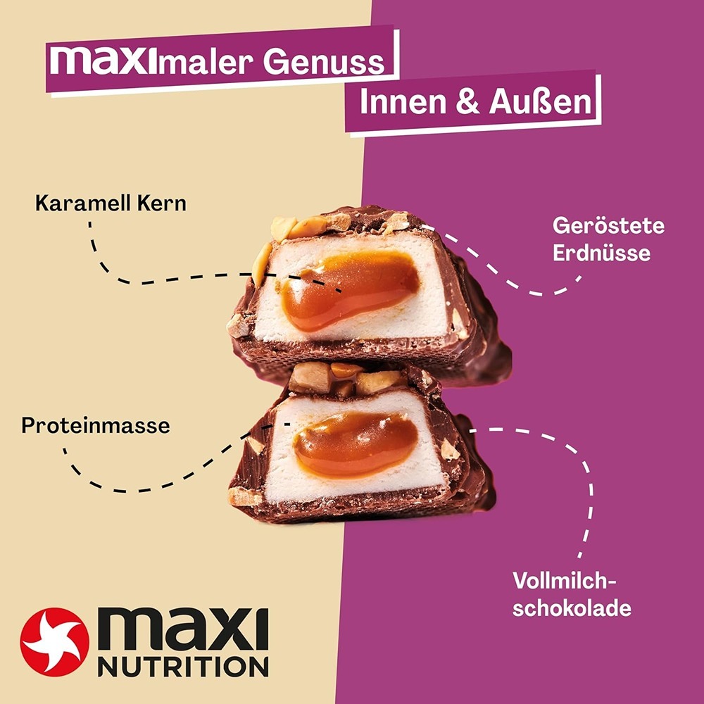 Maxi Nutrition - Peanut Caramel Creamy Core Protein Bar - Pack of 12 - 45 gm