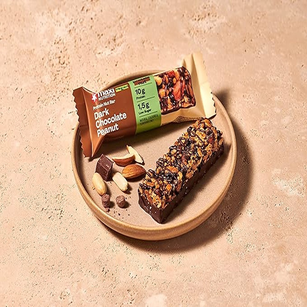 Maxi Nutrition - Dark Chocolate Peanut Protein Nut Bar - Pack of 12 - 46 gm
