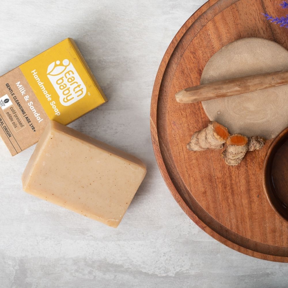 Earthbaby - Natural Milk And Sandal Hand Made Bath Soap - 1 Pc - 100g