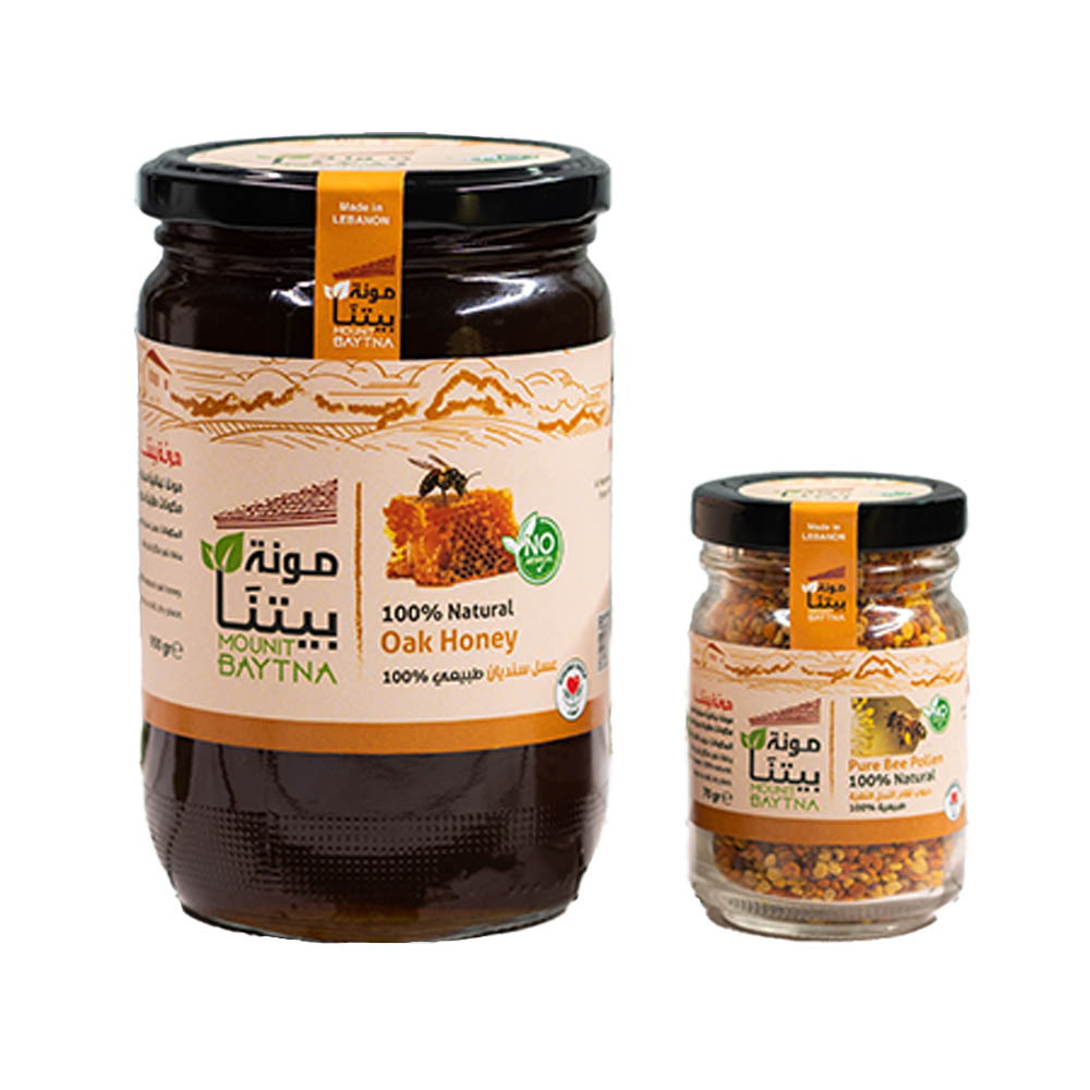 مونة بيتنا - عسل سنديان 400غ - عدد 2 مع حبوب اللقاح النقية 70غ - عدد 2