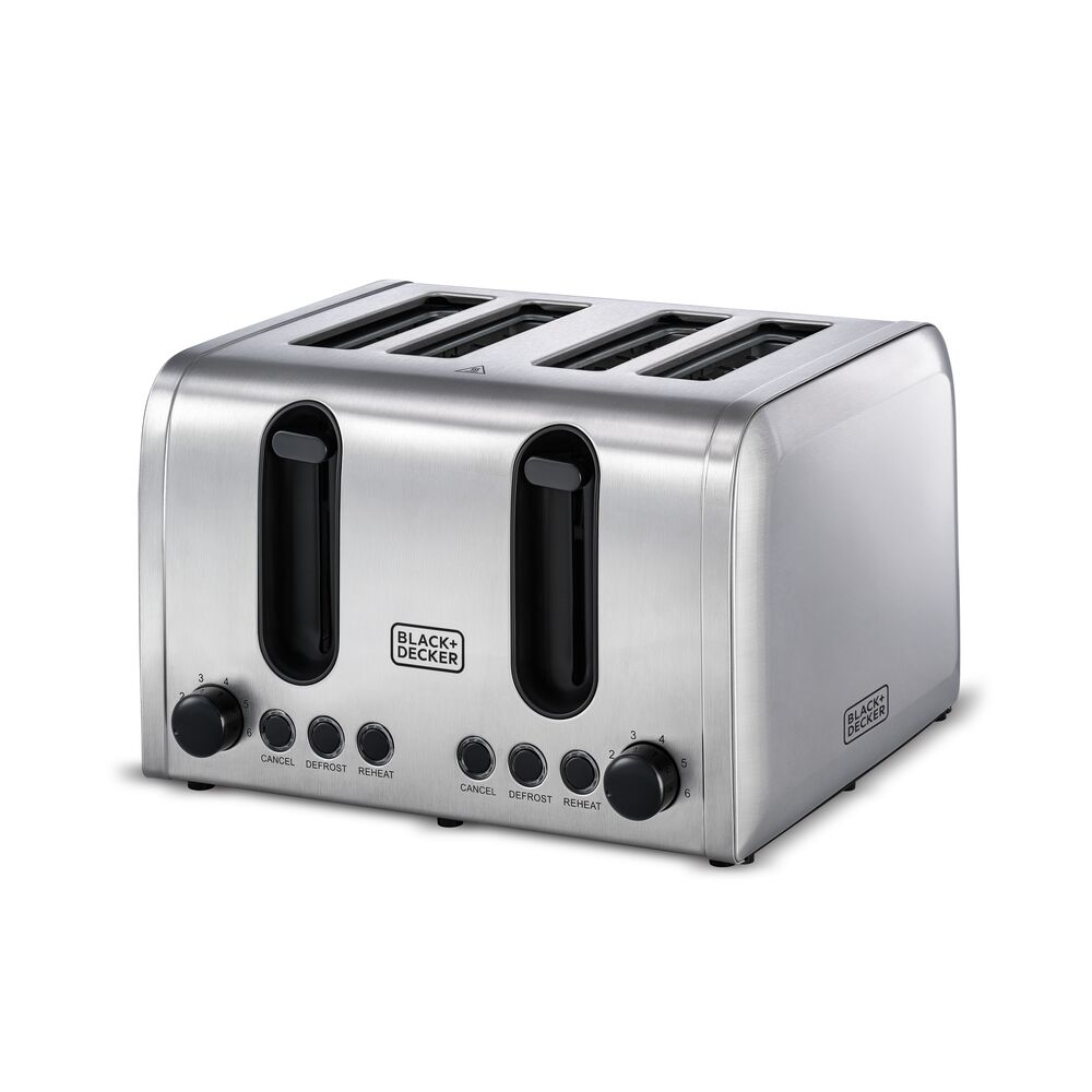 Black+Decker - 4 Slice Stainless Steel Toaster - Silver - 2100 W