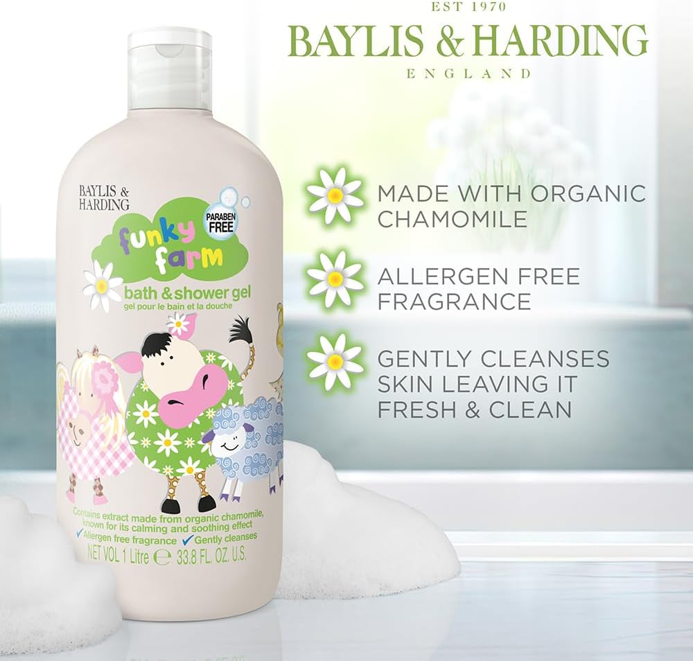 Baylis & Harding - Funky Farm Kids Bath & Shower Gel -  Paraben Free Allergen Free - 1Litre