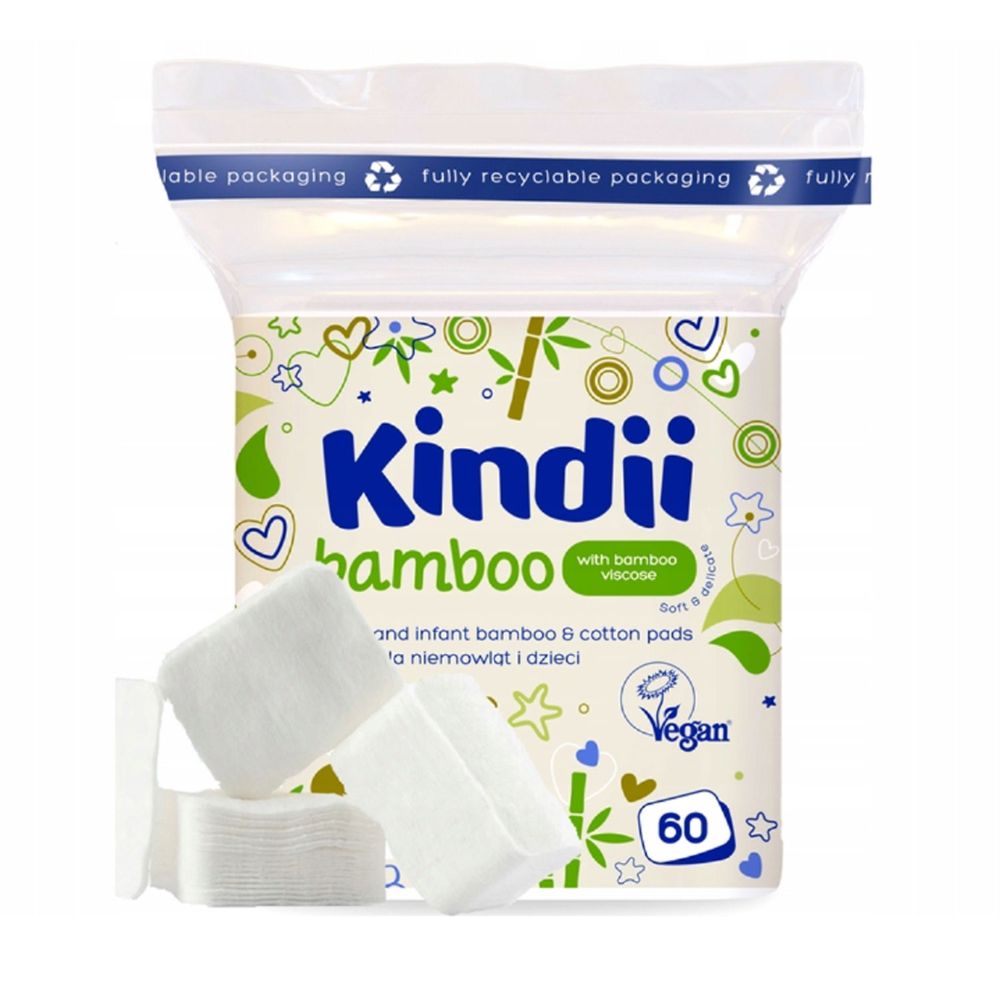 كيندي - فوط عناية فائقة النعومة ببشرة الأطفال مصنوعة من الخيزران - 60 قطعة