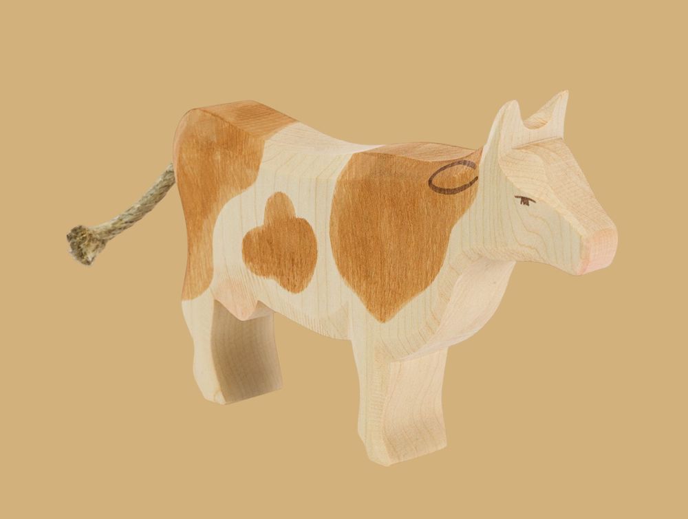 Ostheimer - Standing Cow Wooden Toy - Brown - 11.5 cm