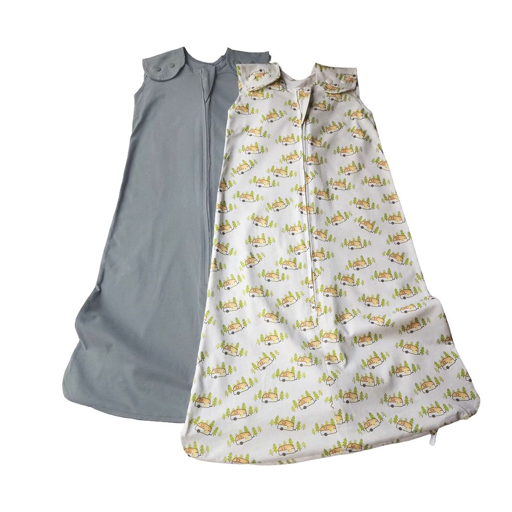 Tickle Tickle Organic Clothing - 2pc-Set - Baby's Organic Cotton Sleeping Bags - Larch/Coral
