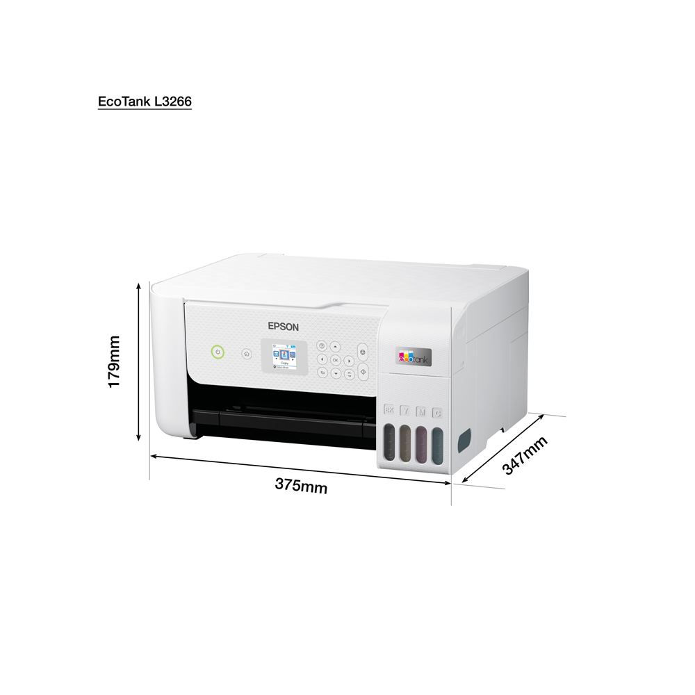 Epson Ecotank L3266 A4 Colored 3-In-1 Printer With Wifi & SmartPanel App