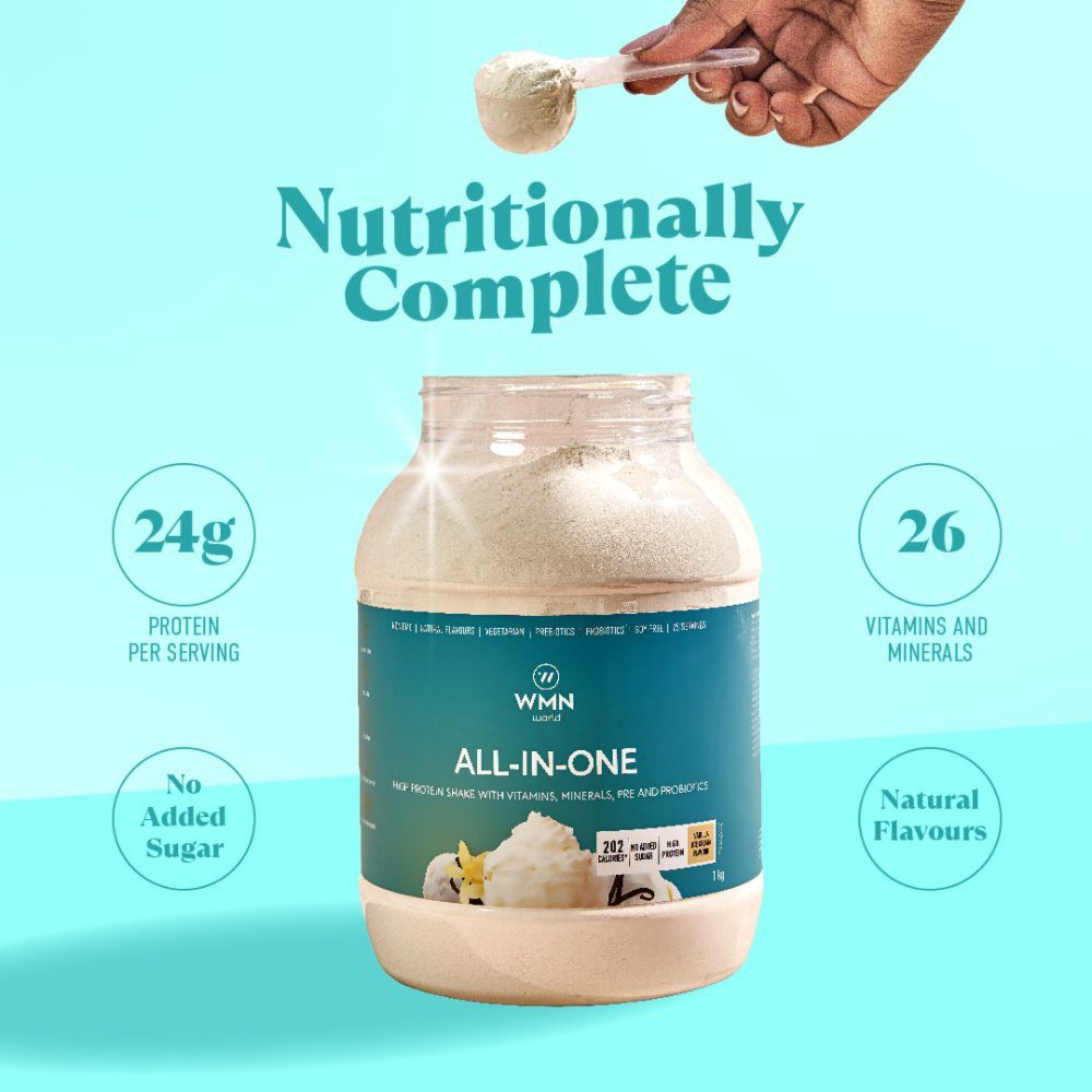 WMN World - All-In-One Meal Replacement Supplement With Vitamins & Prebiotics - Strawberry Milkshake Flavour 1Kg