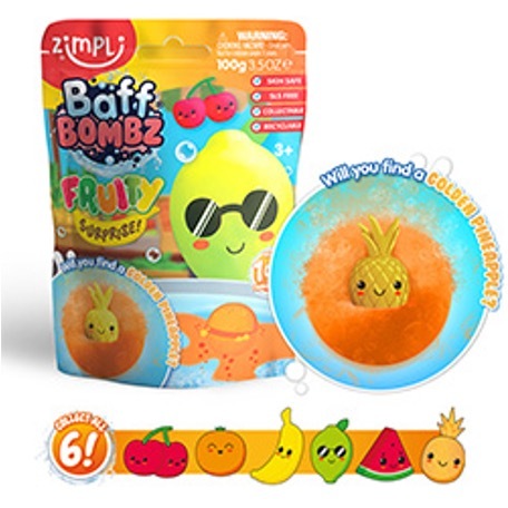 Zimpli Kids - Fruity Surprise Bath Bomb - 1 Of 6 Surprise Fruity Toys To Collect