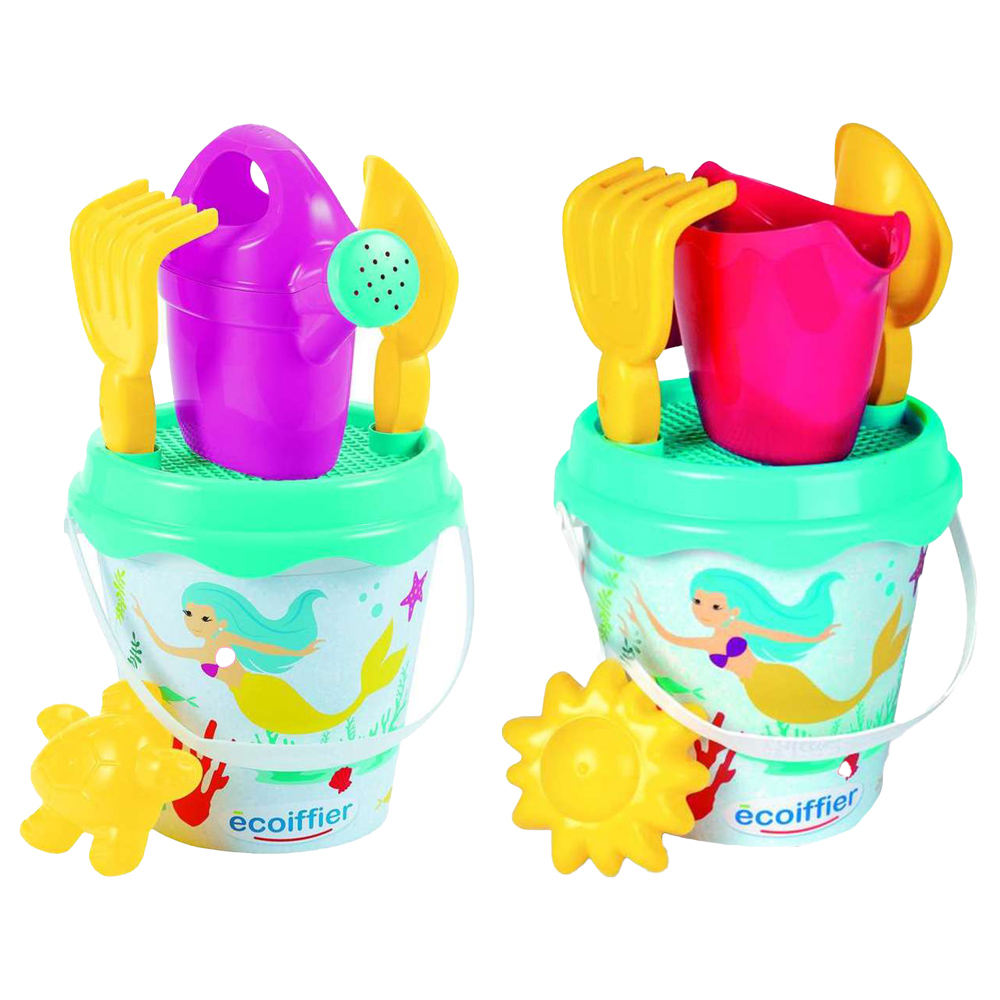 Ecoiffier - Mermaid Beach Toy Bucket w/ Accessories - 5 Pcs - Color May Vary