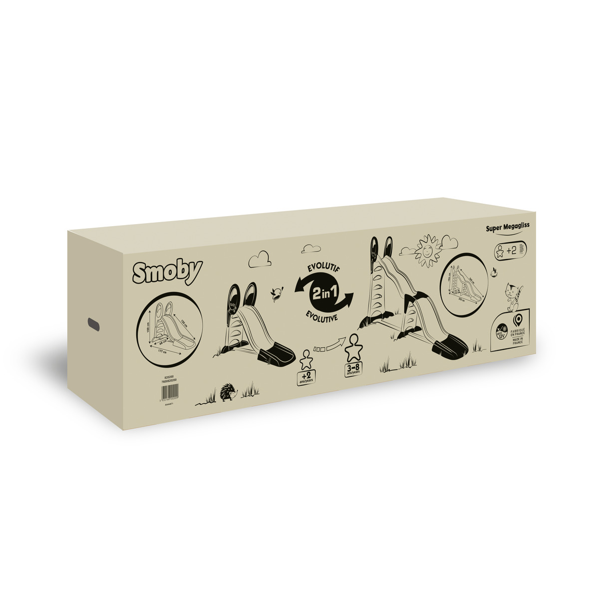 سموبي - زحليقة ميجا جليس 2 في 1 مضادة للأشعة فوق البنفسجية - متعدد الألوان