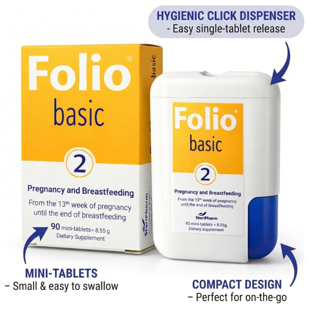 Folio - Pregnancy & Breastfeeding Basic 2 Folic Acid Tablets - 90 Tablets