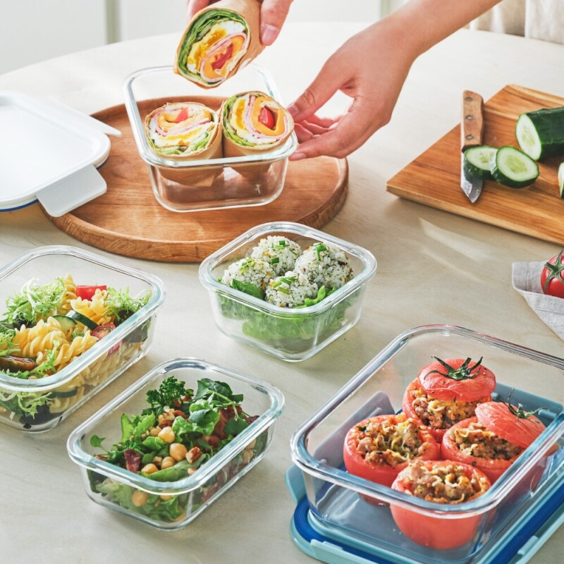 LOCK&LOCK - Airtight Heat-Resistant Rectangular Glass Container 2L - White