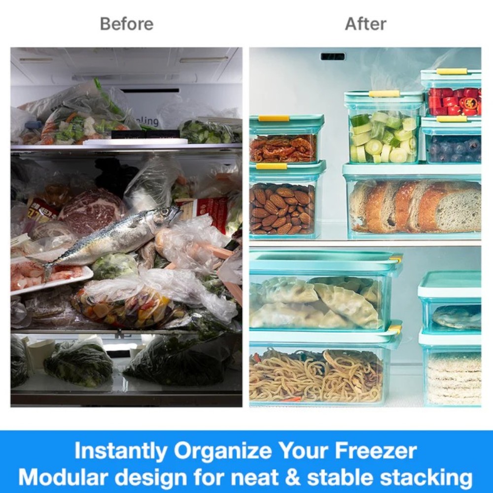 لوك آند لوك - حافظة طعام مستطيلة مناسبة للفريزر - أزرق - 2.2 لتر