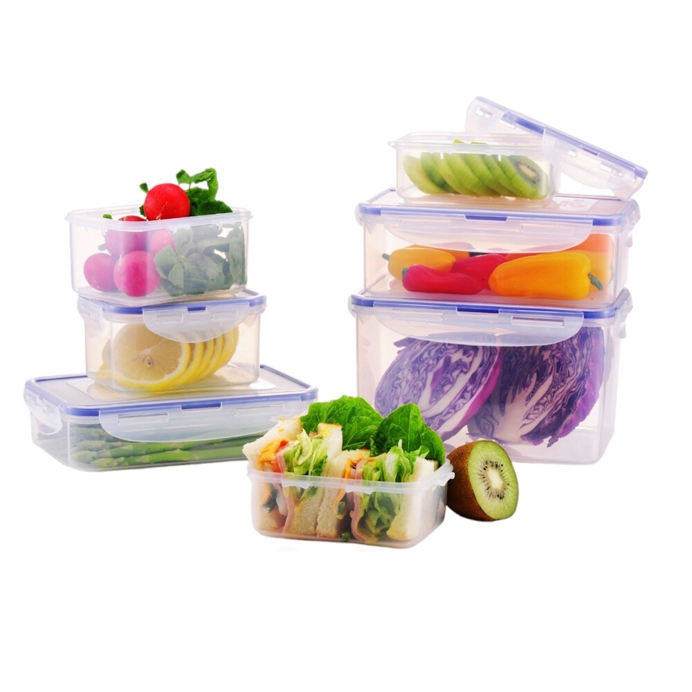 لوك آند لوك - حافظة طعام دائرية - 6 قطع - أزرق/شفاف - 100 مل