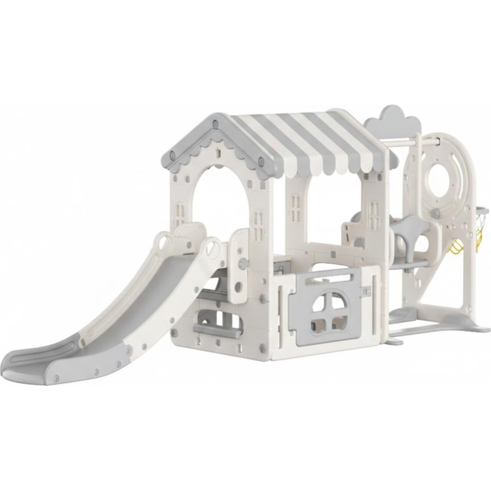 Myts Kids Modern Nordic Style Playhouse With Slide And Swing