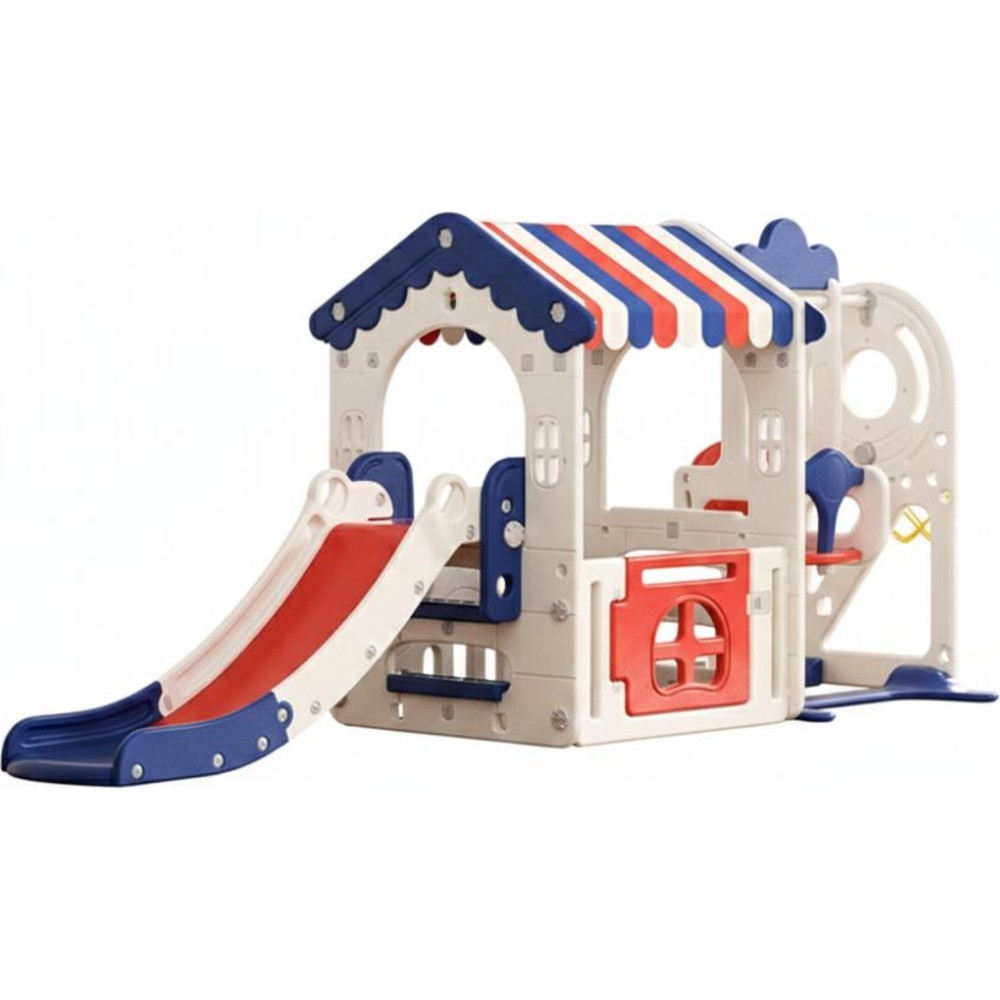 Myts Kids Indoor Swing, Slide And Playhouse Set