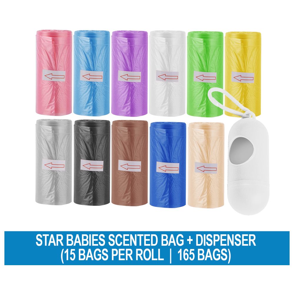 Star Babies - Scented Nappy Bag - 11pcs - 165 Bags With Dispenser - Rainbow