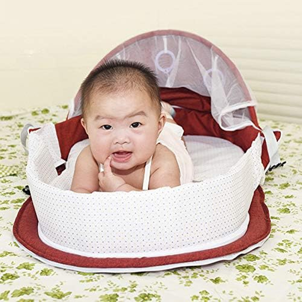 Star Babies - Folding Baby Bed With Mosquito Net & Sleeping Pod Set - Safari - 2 Pcs