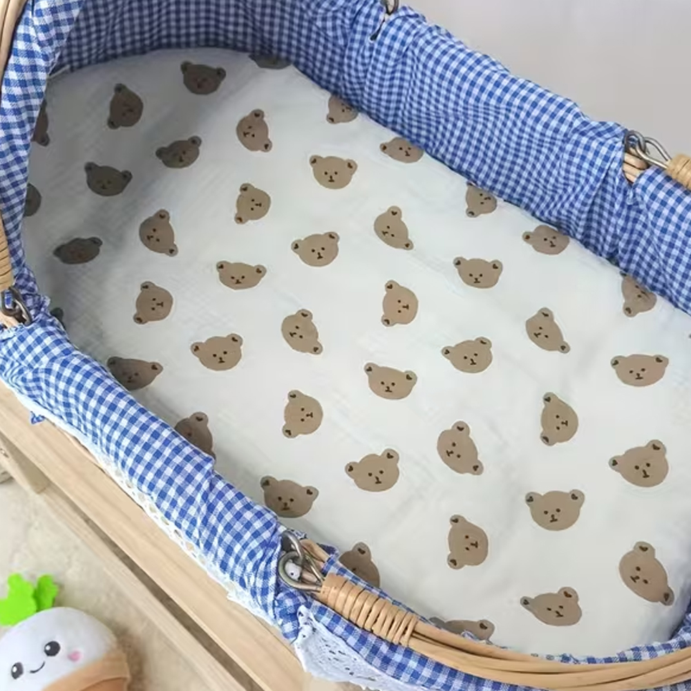 Star Babies - Baby Travel Bed With Mosquito Net & Sleeping Pad Set - Red/White - 2 Pcs