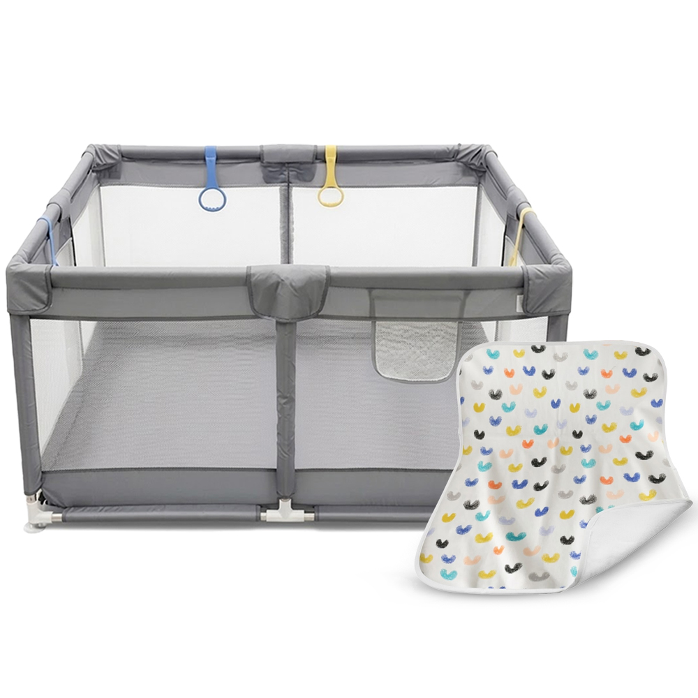 ستار بيبيز - مجموعة سرير لعب للأطفال وبساط تغيير قابل لإعادة الاستخدام - قطعتان - 150 × 180 سم