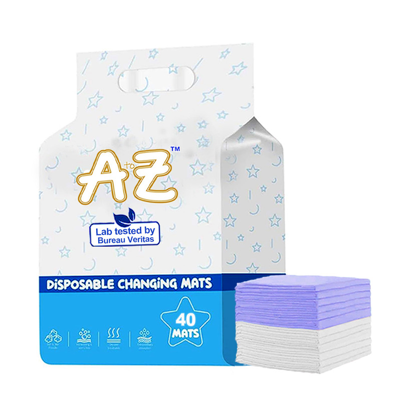 A To Z - Disposable Changing Mats - Pack of 40 - White/Lavender - Large