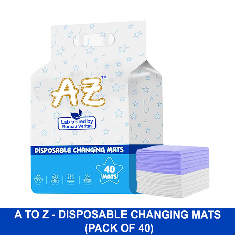 A To Z - Disposable Changing Mats - Pack of 40 - White/Lavender - Large