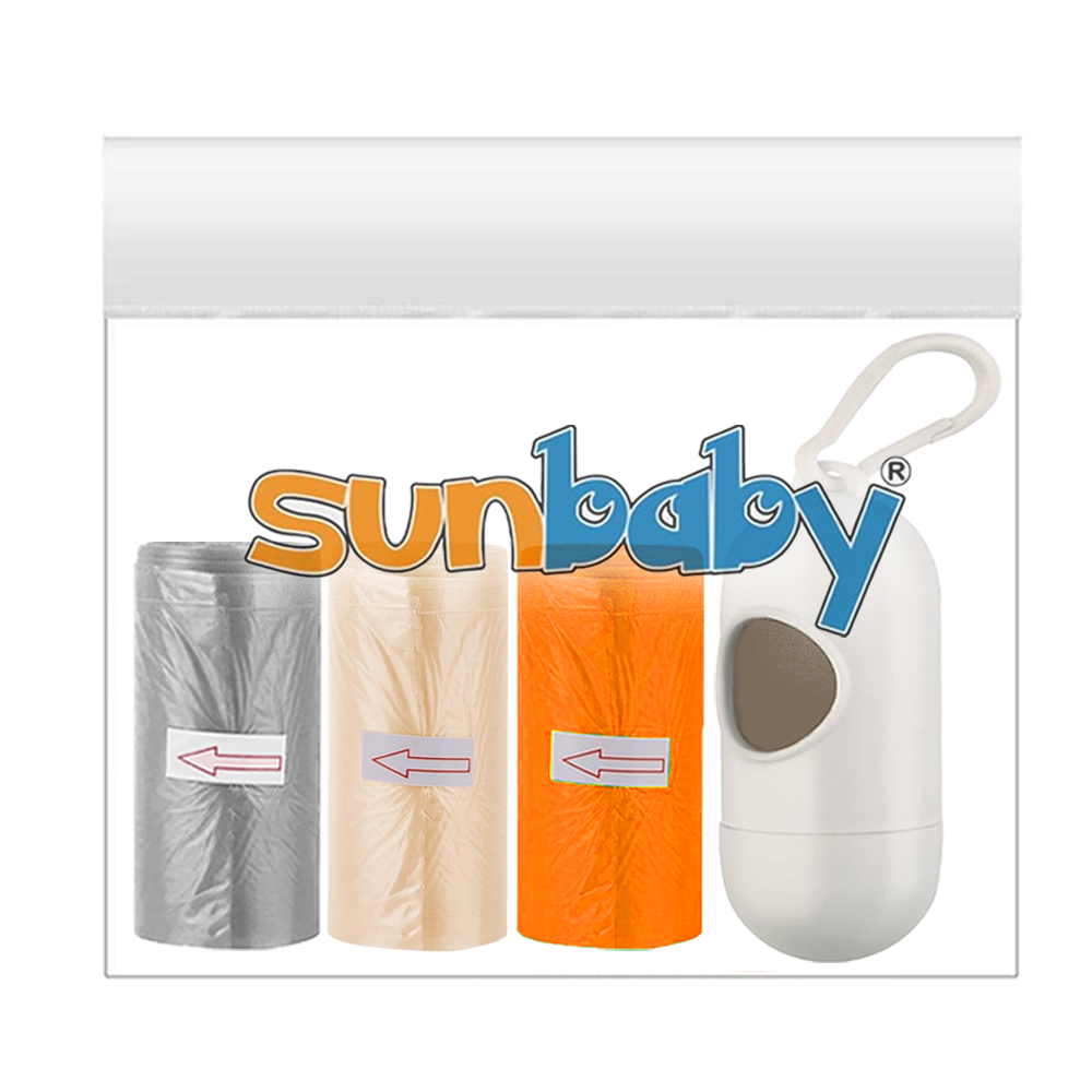 Sunbaby - Scented Nappy Bag - 45 Pcs With Dispenser - Green/Yellow - Grey/Ivory/Orange