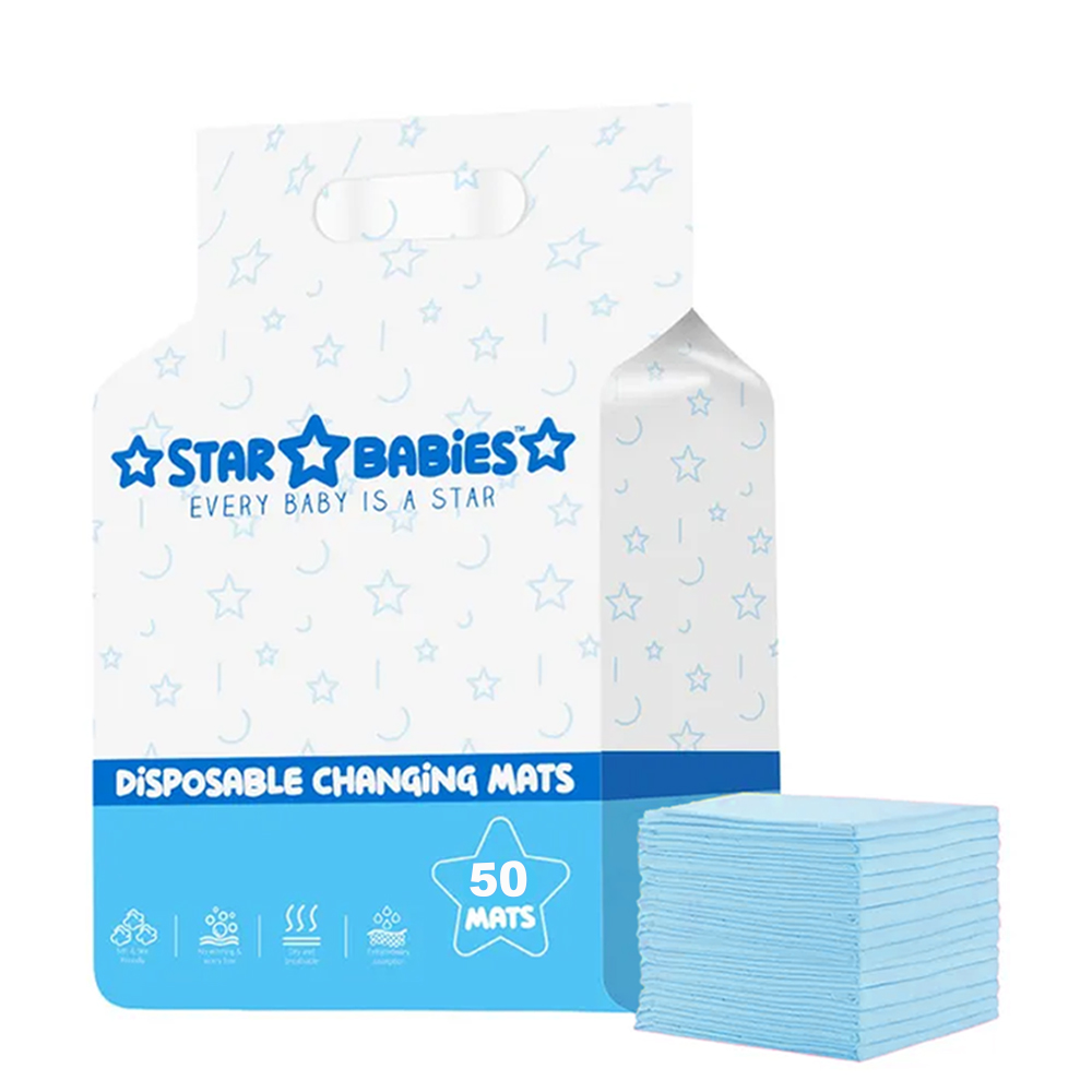 Star Babies - Disposable Changing Mats - Blue - 33x45 cm - 50 Pcs