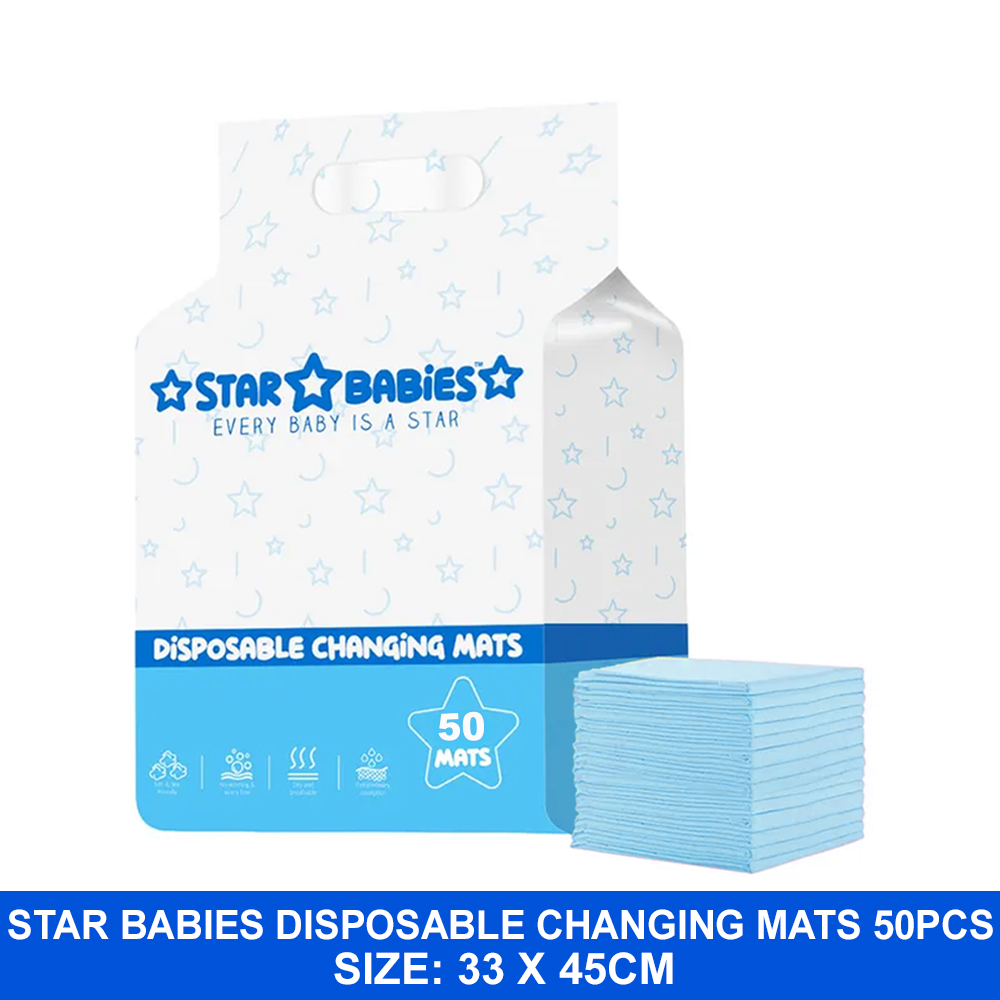Star Babies - Disposable Changing Mats - Blue - 33x45 cm - 50 Pcs