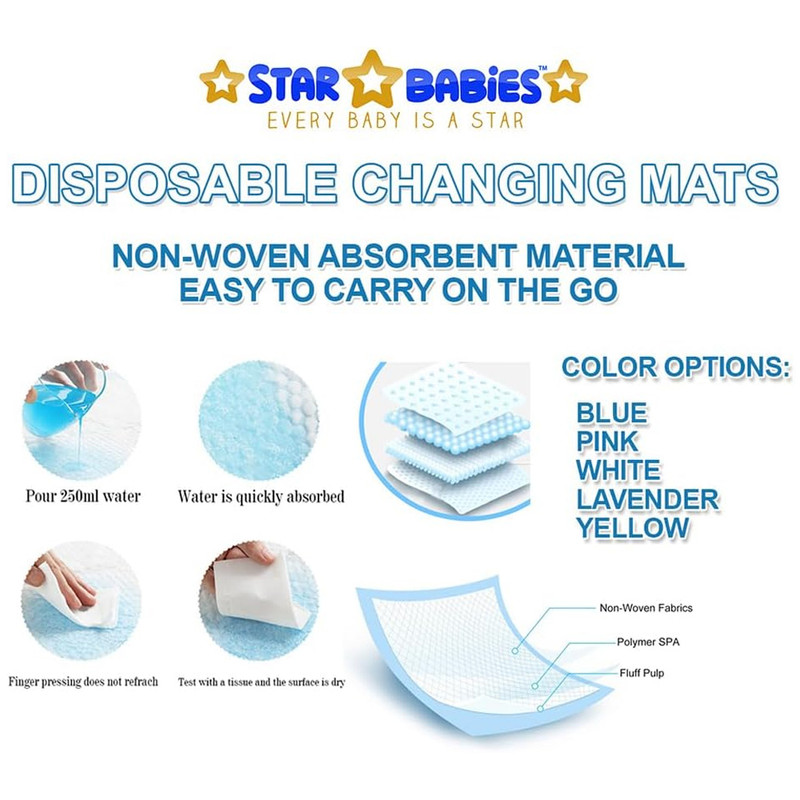 Star Babies - Disposable Changing Mats - Color May Vary - 300 Pcs