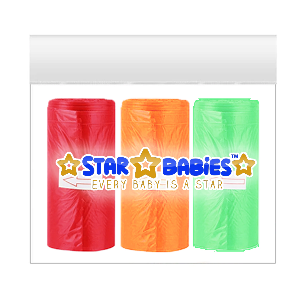 Star Babies - Scented Nappy Bags - Pack Of 3 - 45 Pcs - Color May Vary