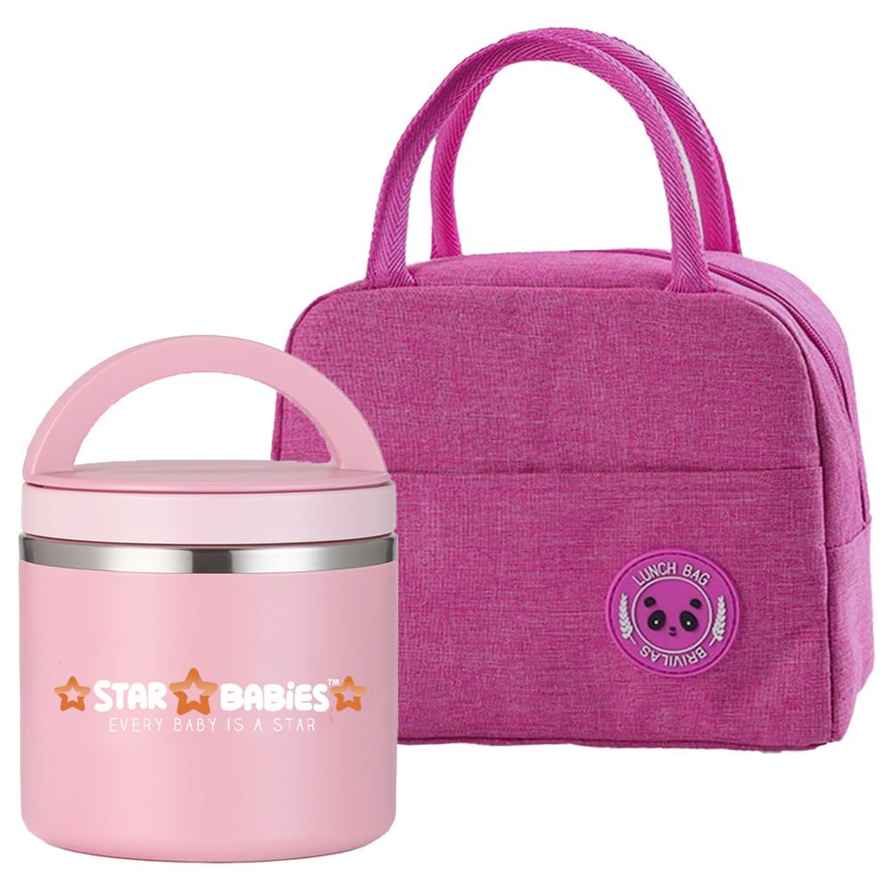 Star Babies - Insulated Mini Lunch Bag With Stainless Steel Food Jar - Pink