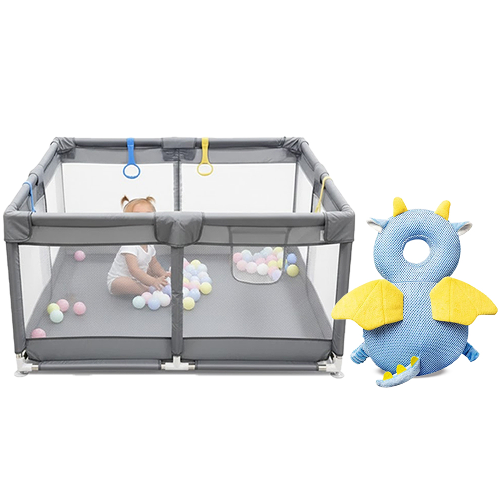 Star Babies Baby Playpen & Head Support Pillow Set - Multicolor - 2 Pcs