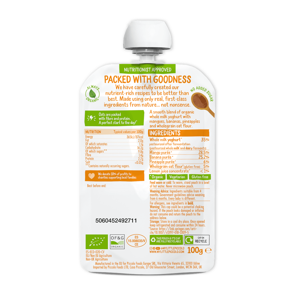 Piccolo - Organic Brekkie Mango & Pineapple Baby Food - 100 gm