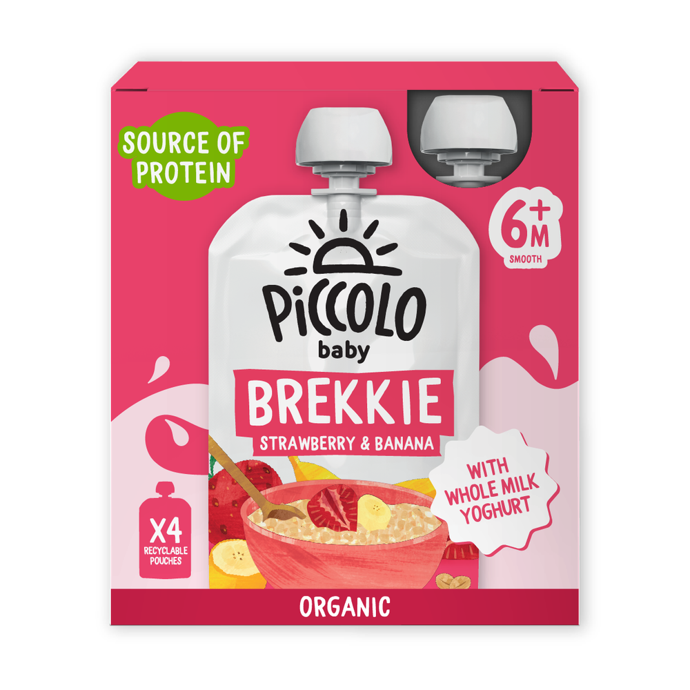 Piccolo - Organic Brekkie Strawberry & Banana Baby Food - Pack of 4 - 100 gm