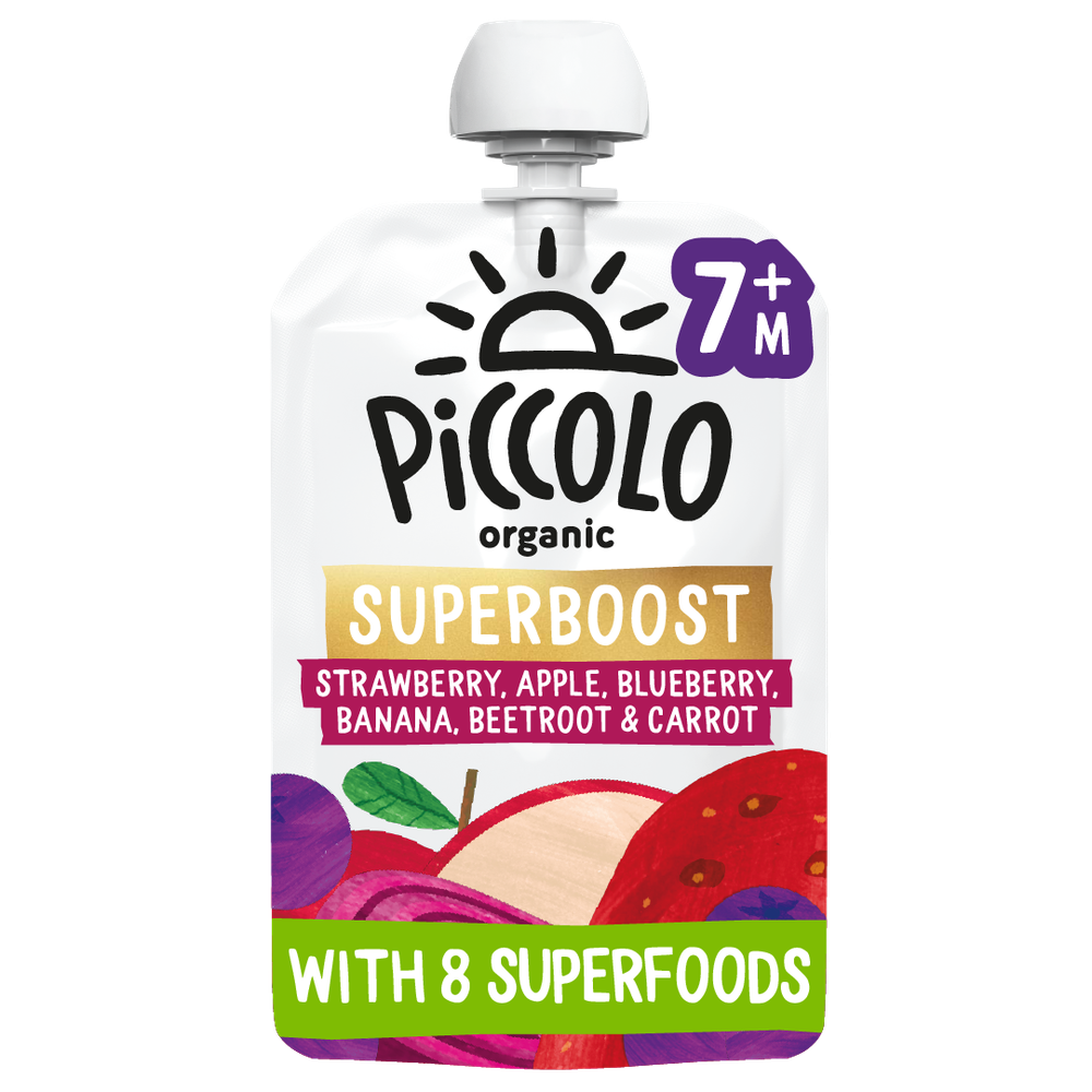 Piccolo - Organic Superboost Strawberry, Apple, Blueberry, Beetroot & Carrot Baby Food - 100 gm