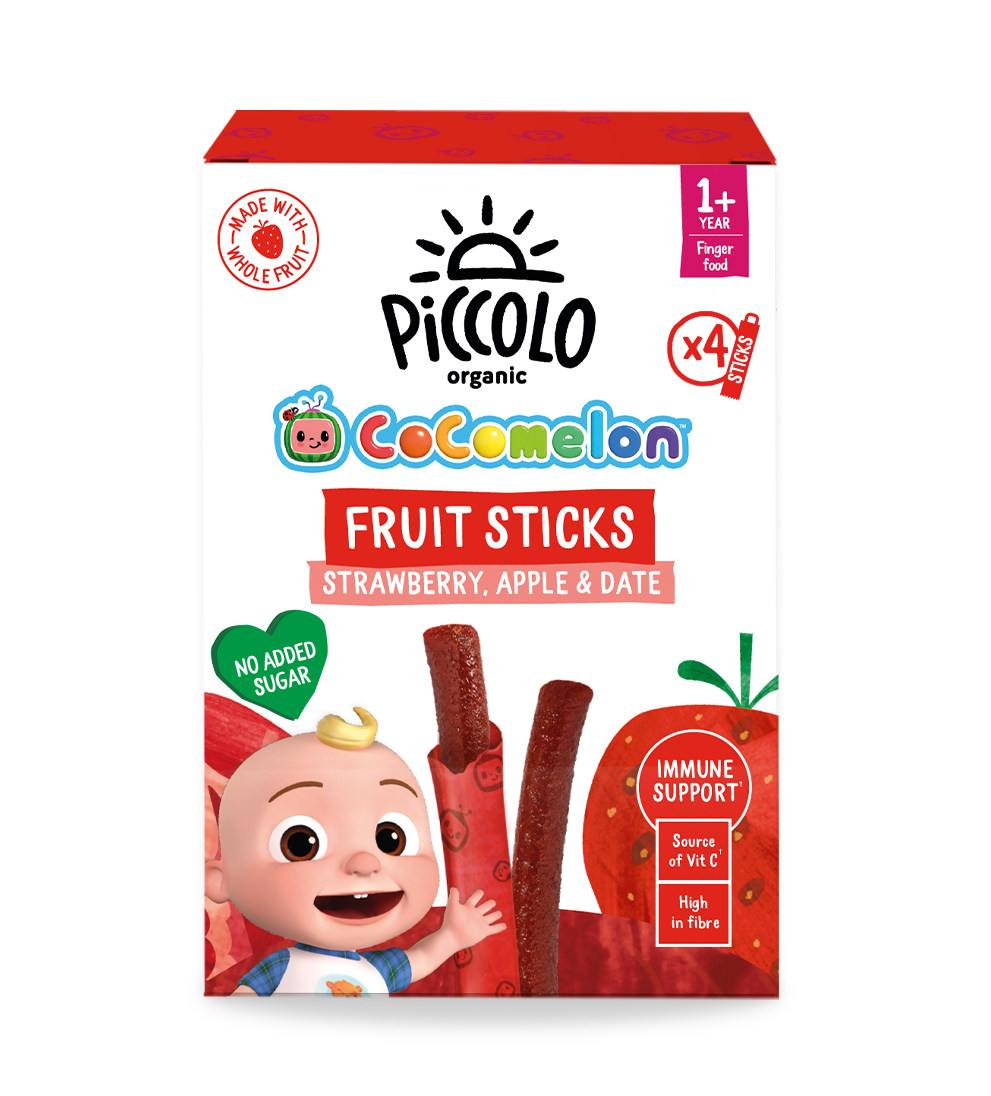 Piccolo - Cocomelon Organic Strawberry, Apple, Date Fruit Sticks - Pack of 4 - 17 gm