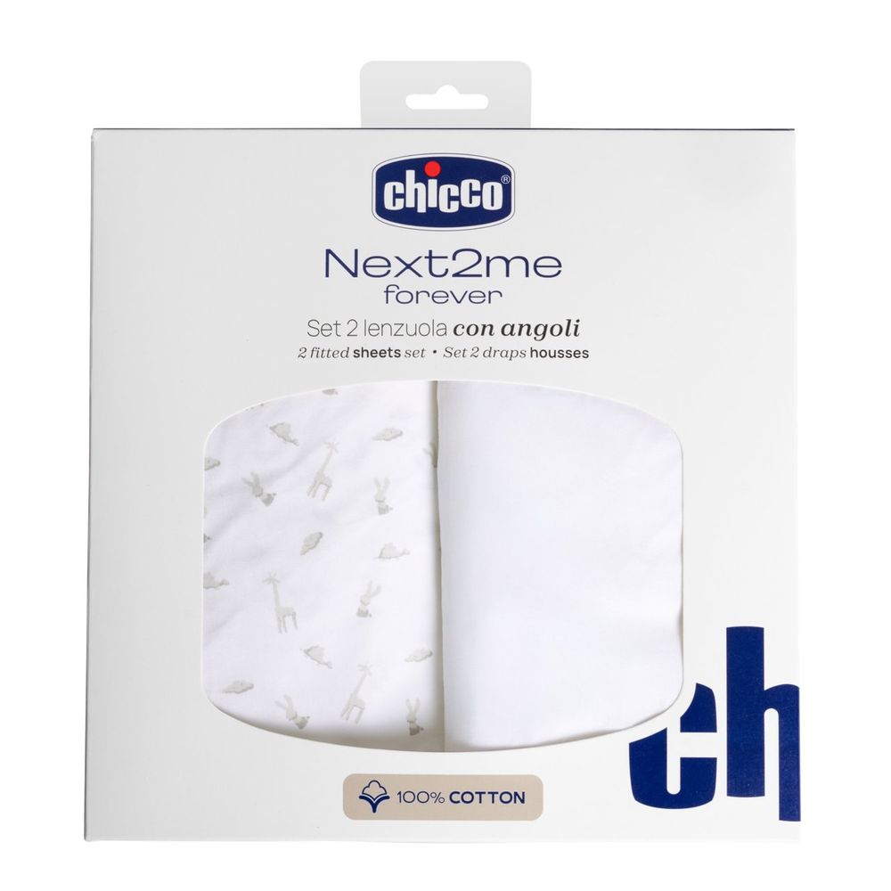 Chicco - Cotton Crib Fitted Sheet Set - 2pcs - Cloud