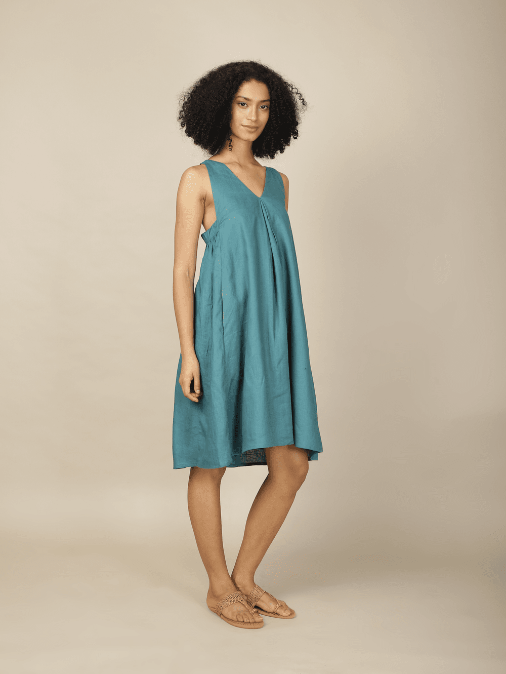 Jhurmut - Teal Chic Linen Dress - Teal