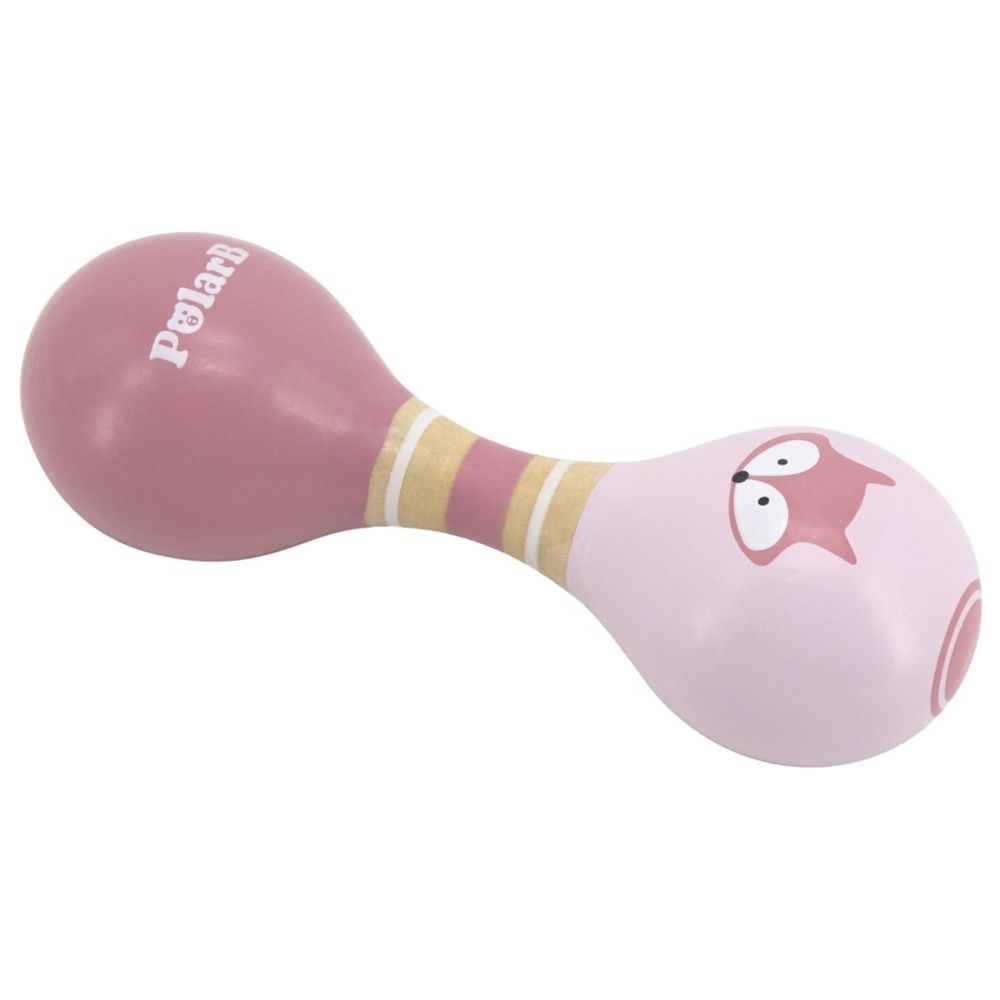 PolarB - Wooden Double Maracas - Easy Grip Fox Design - Early Musical Toy
