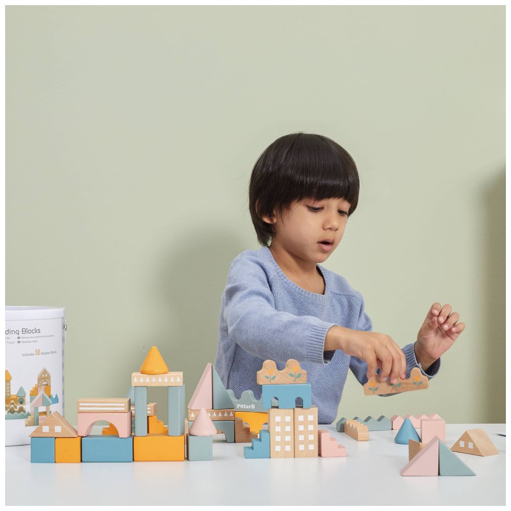 بولار بي - مجموعة مكعبات بناء المدينة مع ملحقات المركبات - 60 قطعة