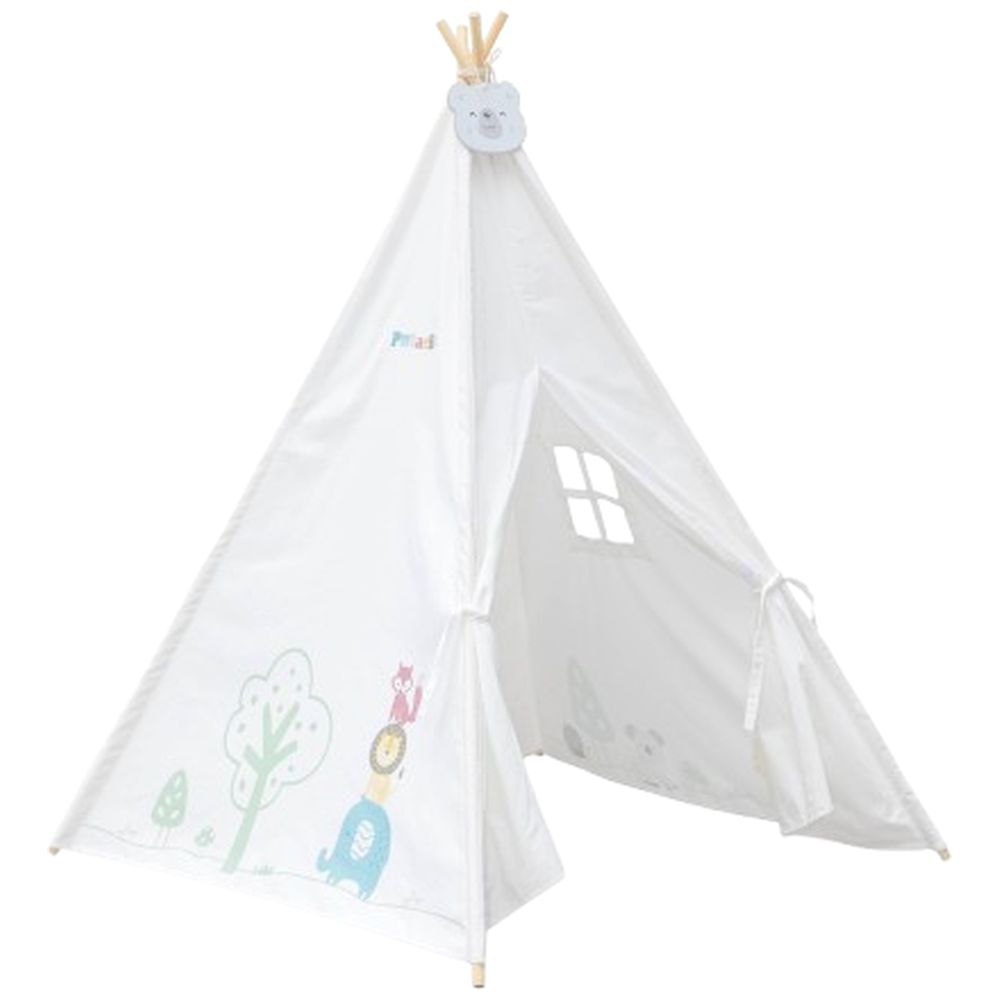 PolarB - Teepee Tent Indoor Playhouse Cotton Canvas Wooden Poles Blackboard