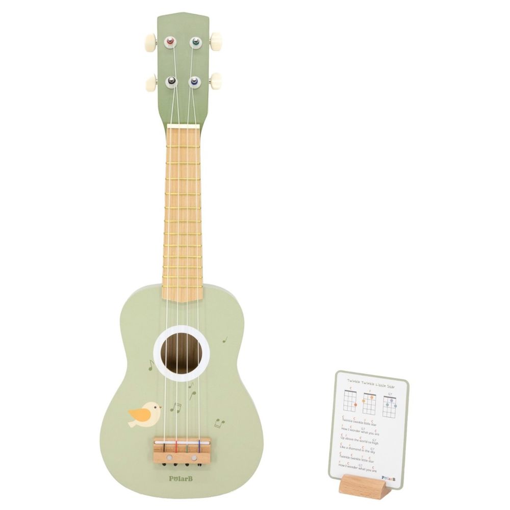 PolarB - Wooden Ukulele Musical Learning Toy - Green - with Sheet Music