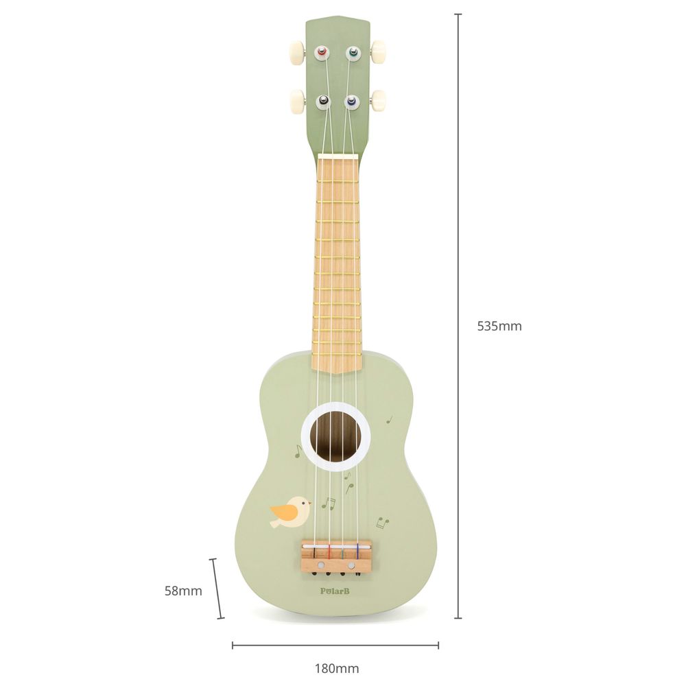 PolarB - Wooden Ukulele Musical Learning Toy - Green - with Sheet Music