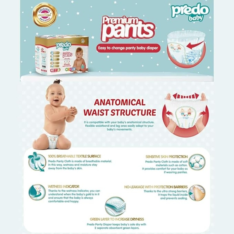Predo Baby - Premium Baby Diaper Pants - Size 3, 4-9kg - Pack of 44