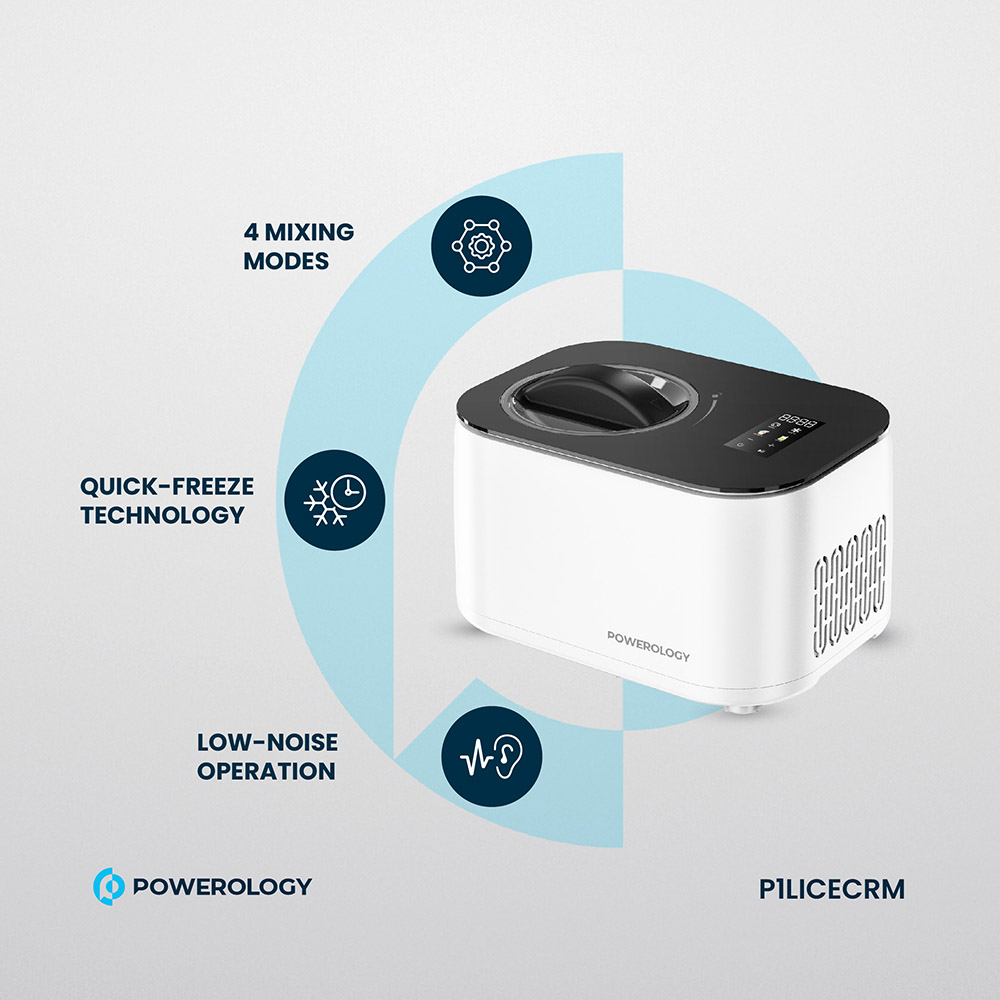 Powerology Ice Cream & Frozen Yogurt Machine - White - 1 L - 100 W